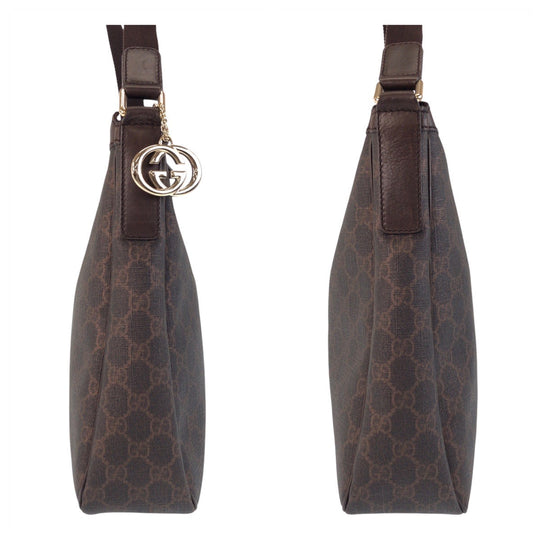 GUCCI Shoulder Bag 264219 GG Supreme Canvas Brown Gold Metal Shoulder Bag Messenger bag Women Used Authentic