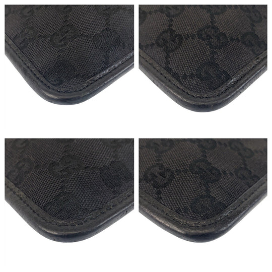GUCCI Shoulder Bag 27639 GG canvas, leather Black black Shoulder Bag pochette Women Used Authentic