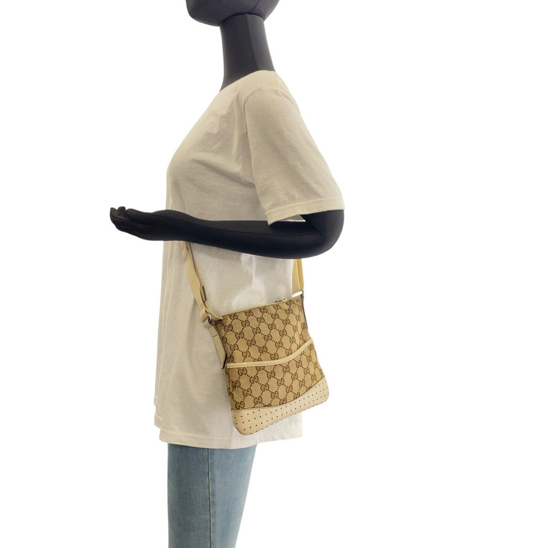 GUCCI Shoulder Bag 147671 GG canvas, leather Brown Shoulder Bag pochette Women Used Authentic