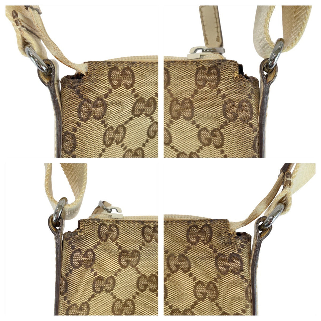 GUCCI Shoulder Bag 147671 GG canvas, leather Brown Shoulder Bag pochette Women Used Authentic