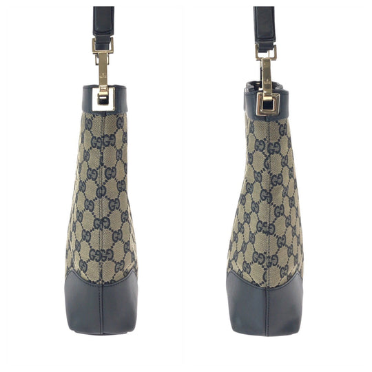 GUCCI Shoulder Bag 001 4231 GG canvas, leather black Women Used Authentic