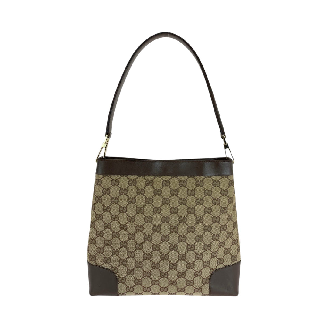 GUCCI Shoulder Bag 001 4231 GG canvas Brown Beige Gold Metal One Shoulder Bag Women Used Authentic