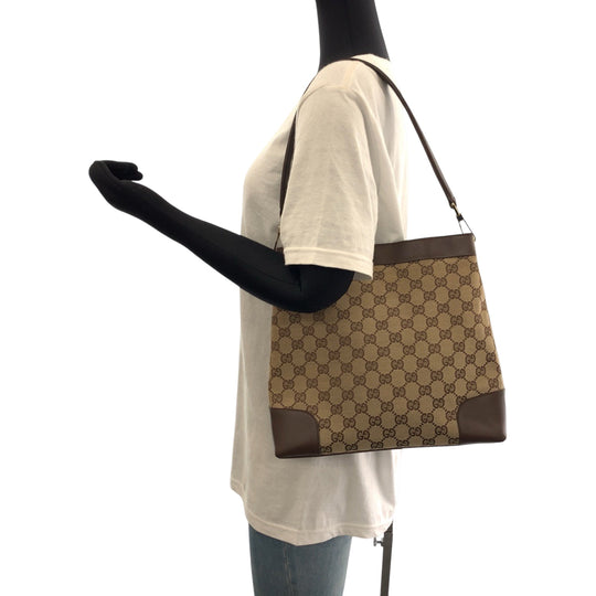 GUCCI Shoulder Bag 001 4231 GG canvas Brown Beige Gold Metal One Shoulder Bag Women Used Authentic