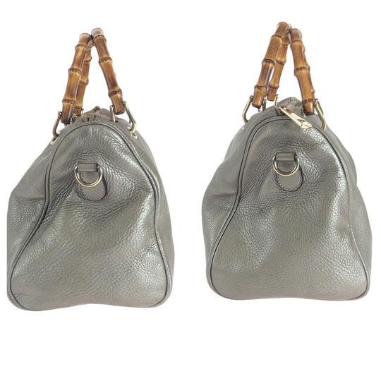 GUCCI Shoulder Bag 353124 leather gold Shoulder Bag Handbag 2way Bamboo Women Used Authentic