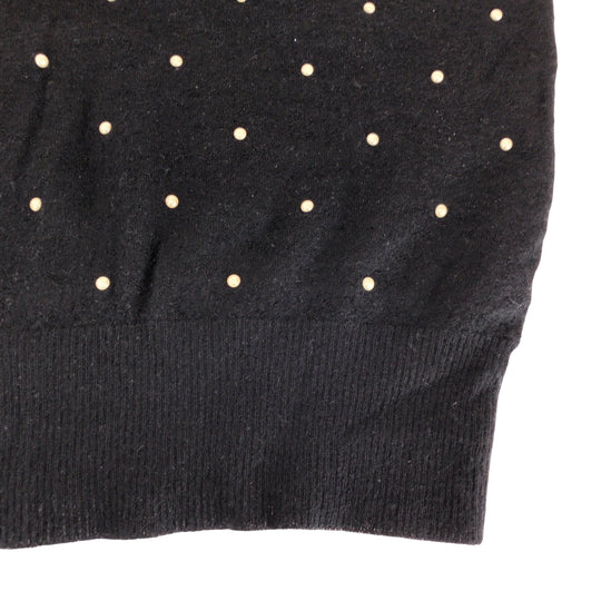 CHANEL Short sleeve T-shirt P50076K06342 cashmere black COCO Mark Pearl 38