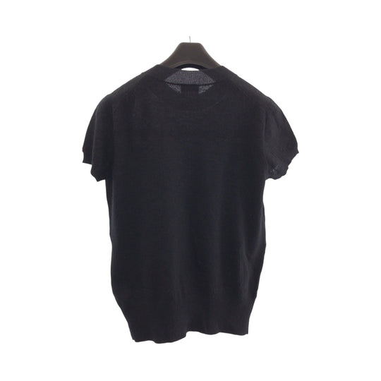 CHANEL Short sleeve T-shirt P50076K06342 cashmere black COCO Mark Pearl 38