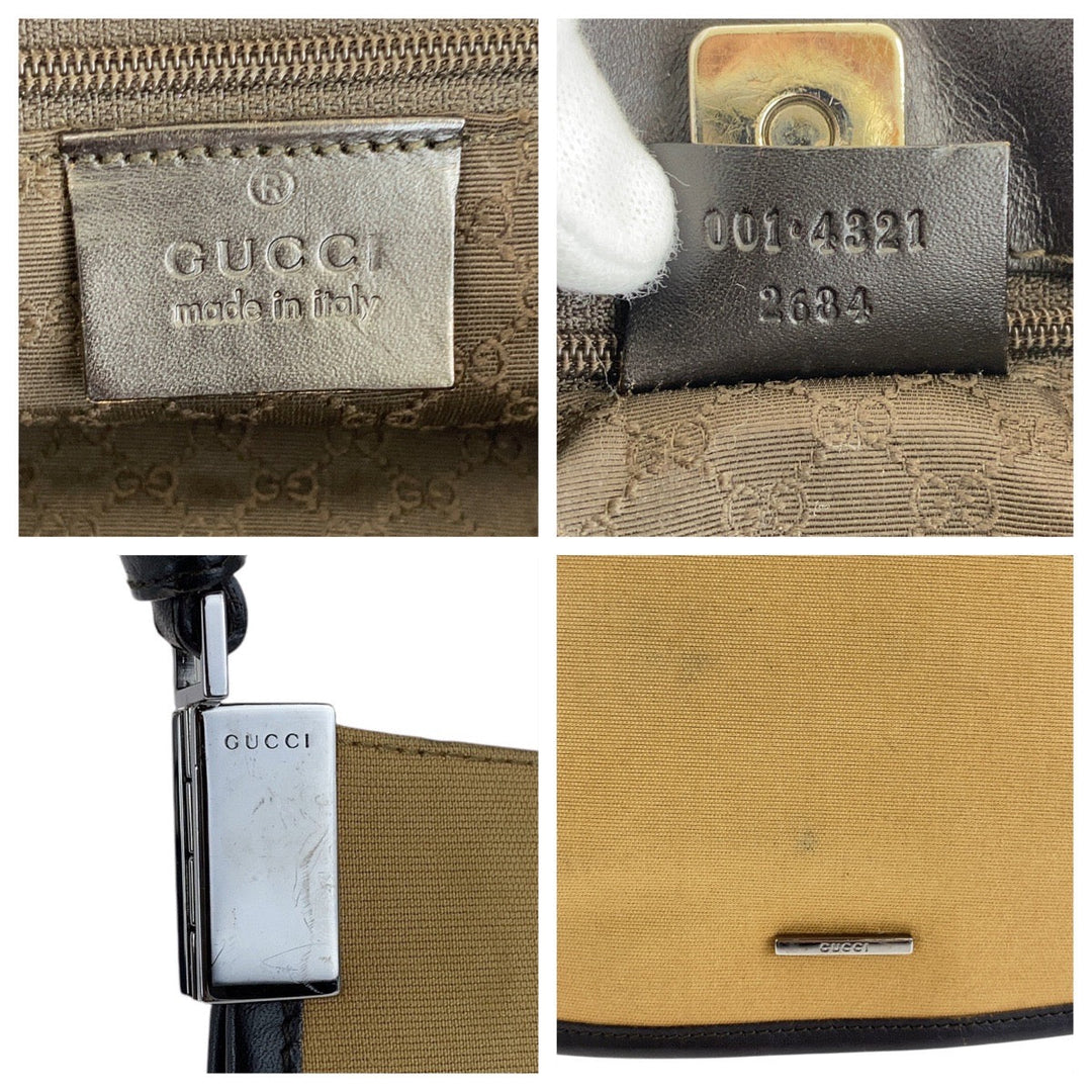 GUCCI Shoulder Bag 001 4321 canvas beige Sherry line Women Used Authentic