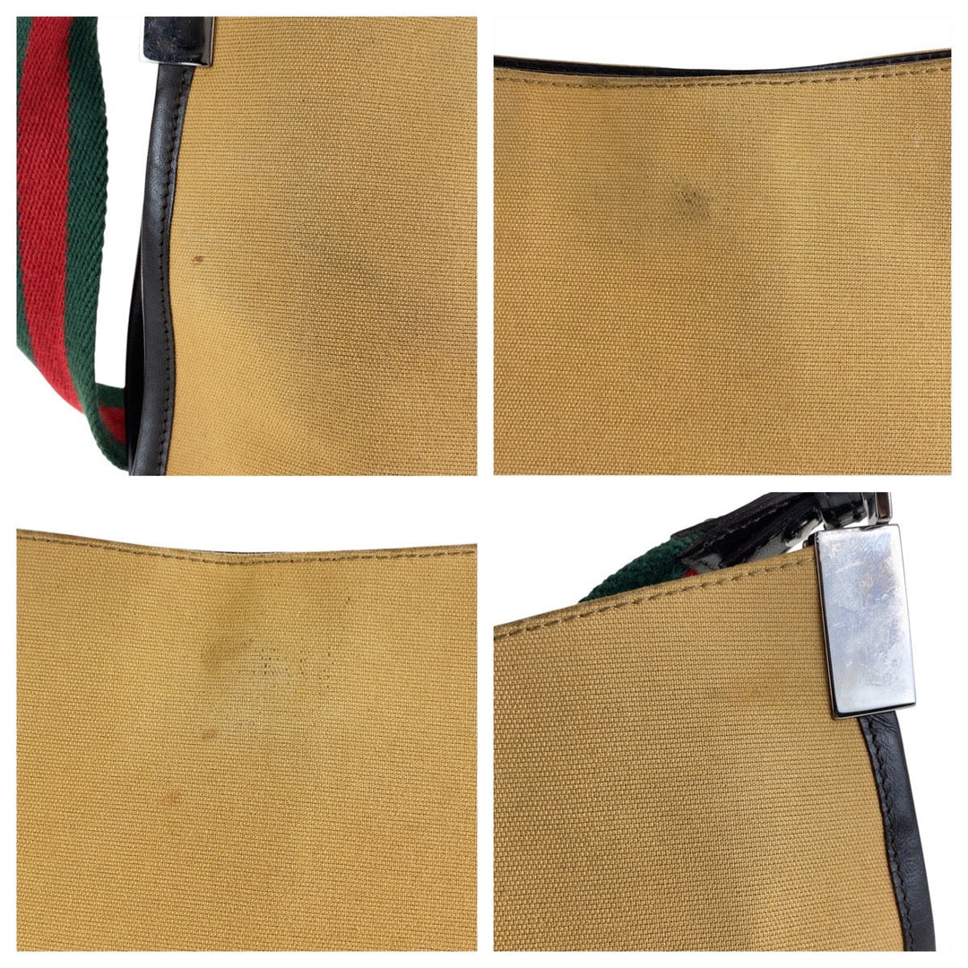 GUCCI Shoulder Bag 001 4321 canvas beige Sherry line Women Used Authentic