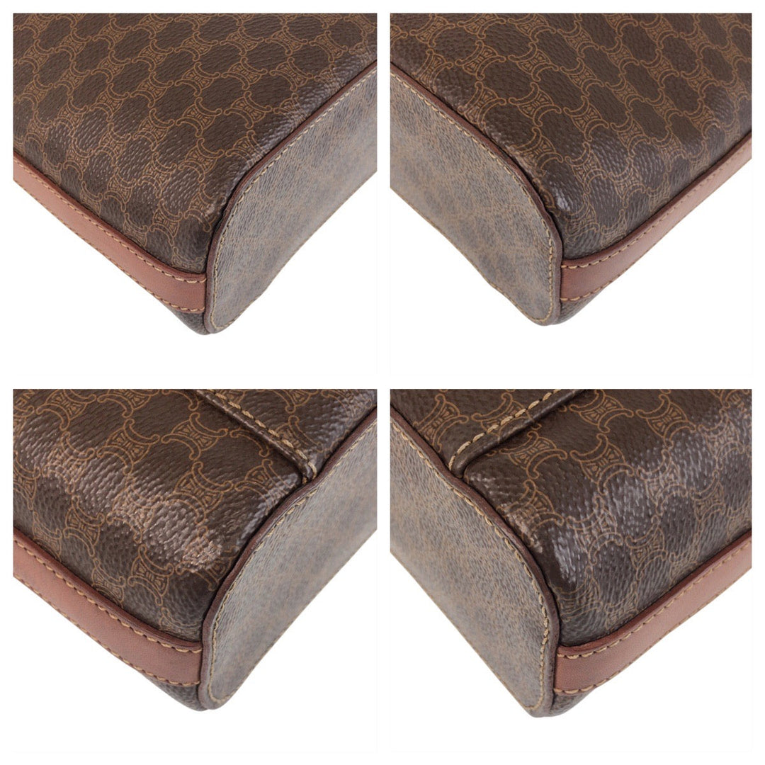 CELINE Shoulder Bag PVC Brown Gold Metal Macadam