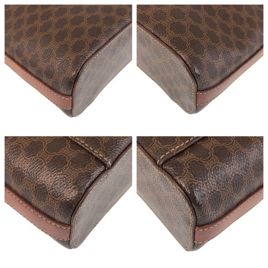 CELINE Shoulder Bag PVC Brown Gold Metal Macadam