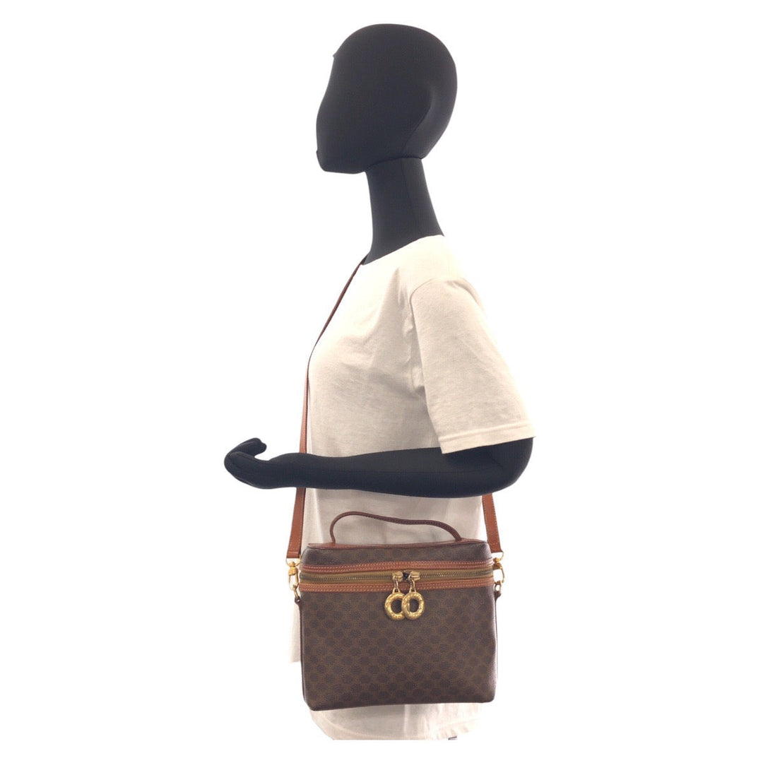 CELINE Shoulder Bag PVC Brown Gold Metal Macadam