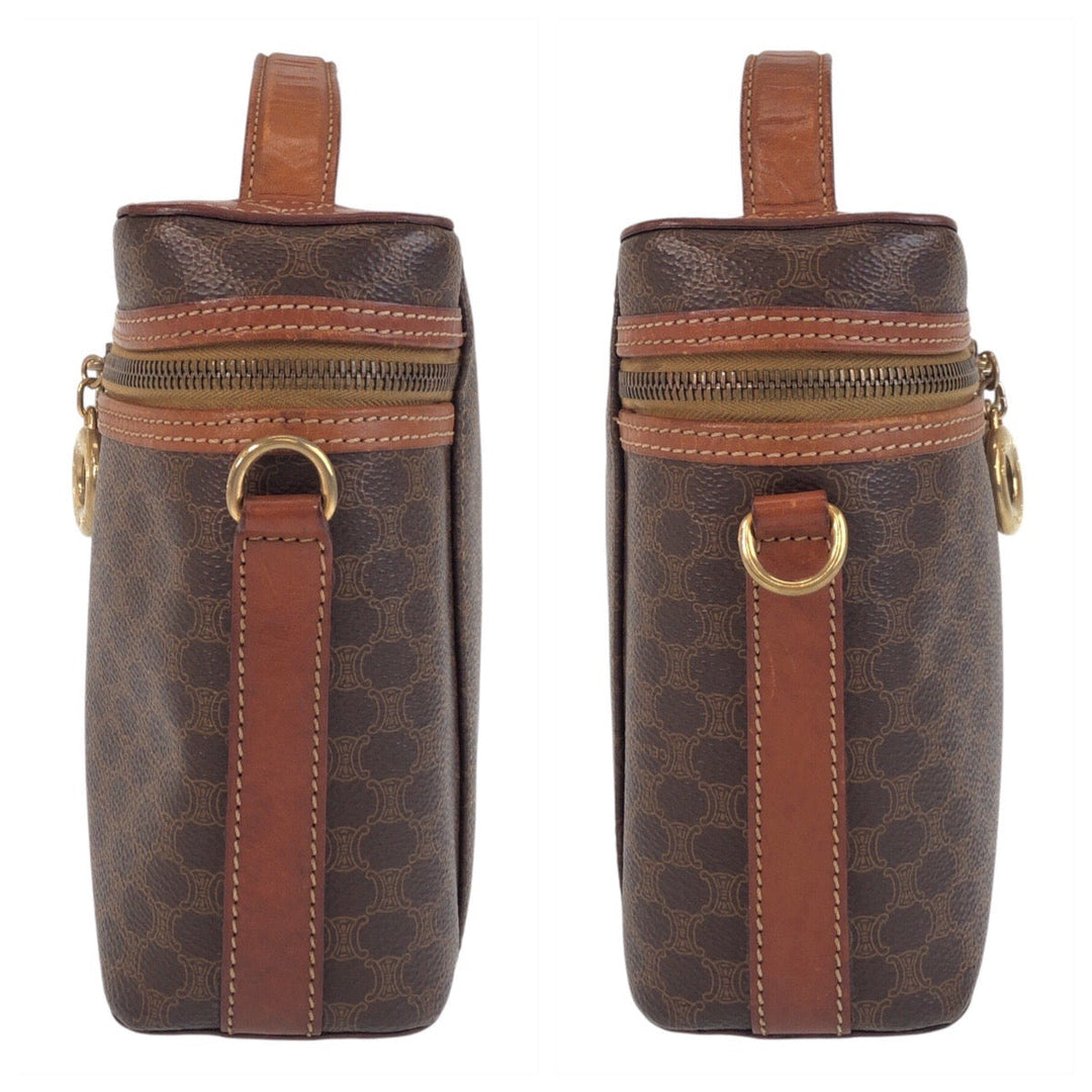 CELINE Shoulder Bag PVC Brown Gold Metal Macadam