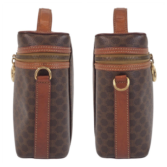 CELINE Shoulder Bag PVC Brown Gold Metal Macadam