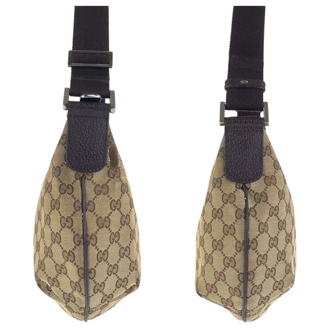 GUCCI Shoulder Bag 181092 GG canvas, leather Beige brown Shoulder Bag Messenger bag Women Used Authentic