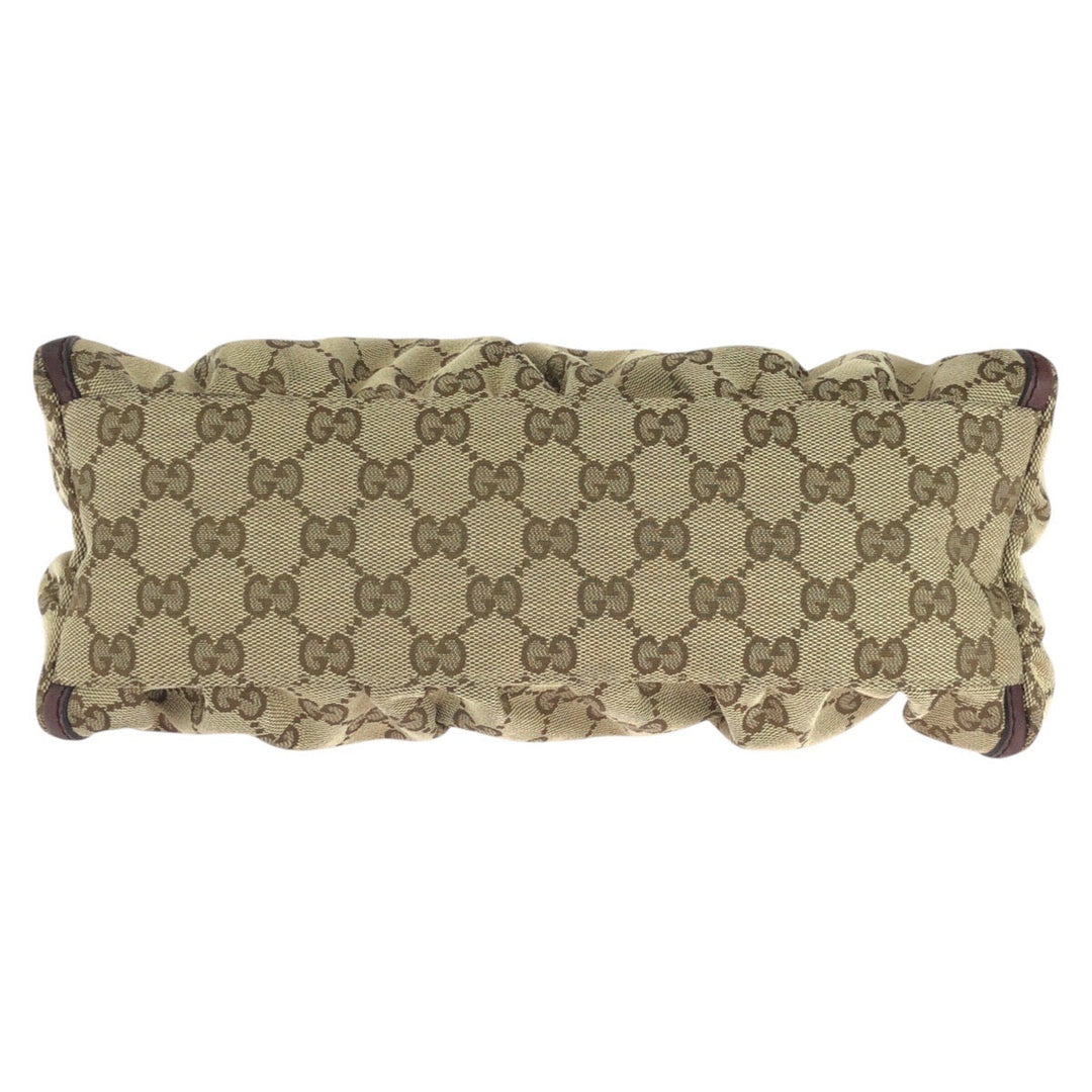 GUCCI Shoulder Bag 190525 GG canvas Beige Brown Gold Metal Abbey