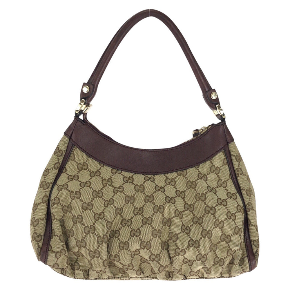 GUCCI Shoulder Bag 190525 GG canvas Beige Brown Gold Metal Abbey