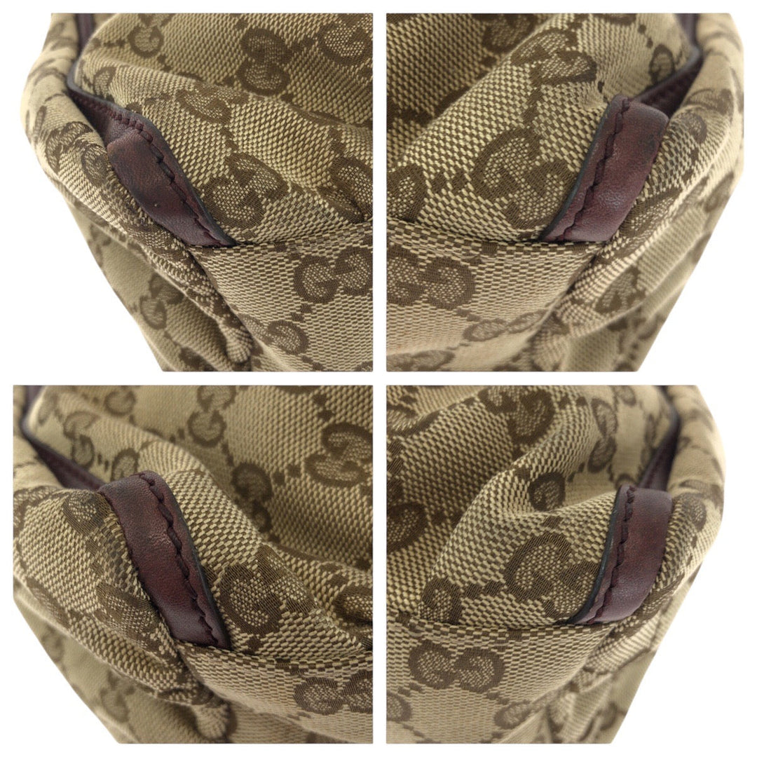 GUCCI Shoulder Bag 190525 GG canvas Beige Brown Gold Metal Abbey