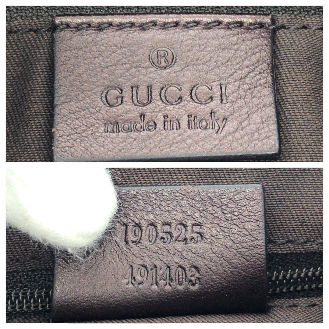GUCCI Shoulder Bag 190525 GG canvas Beige Brown Gold Metal Abbey