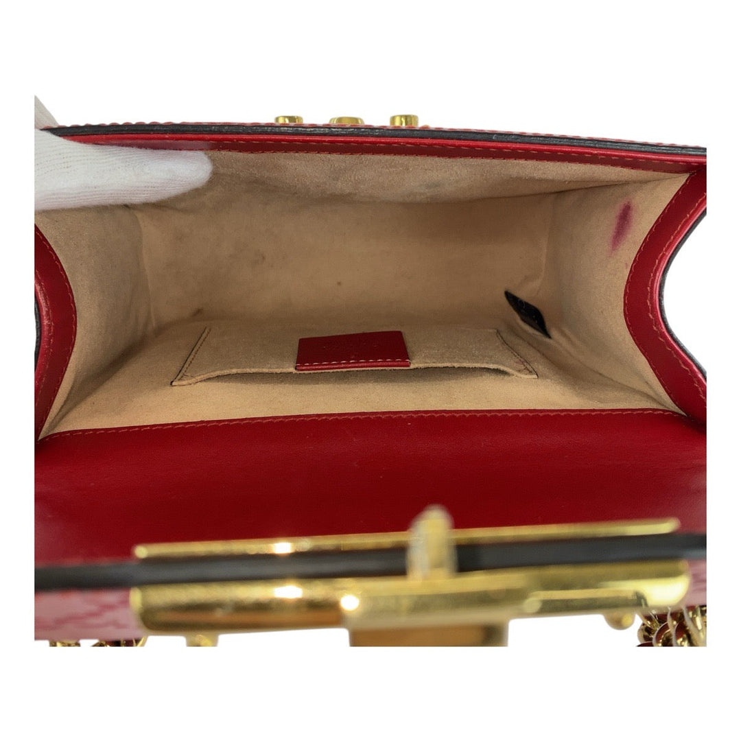 GUCCI Shoulder Bag 409487 leather Red Guccissima Padlock