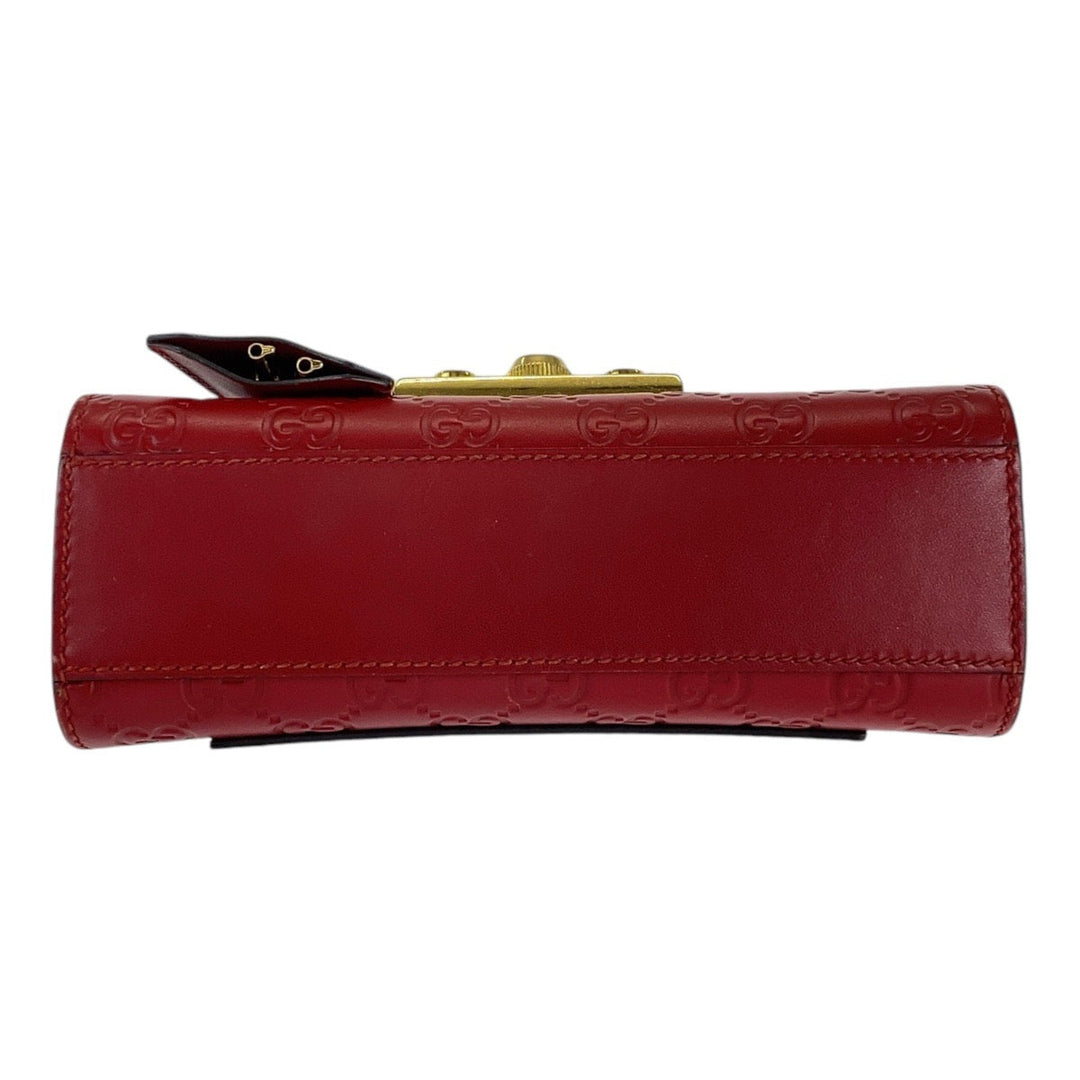 GUCCI Shoulder Bag 409487 leather Red Guccissima Padlock