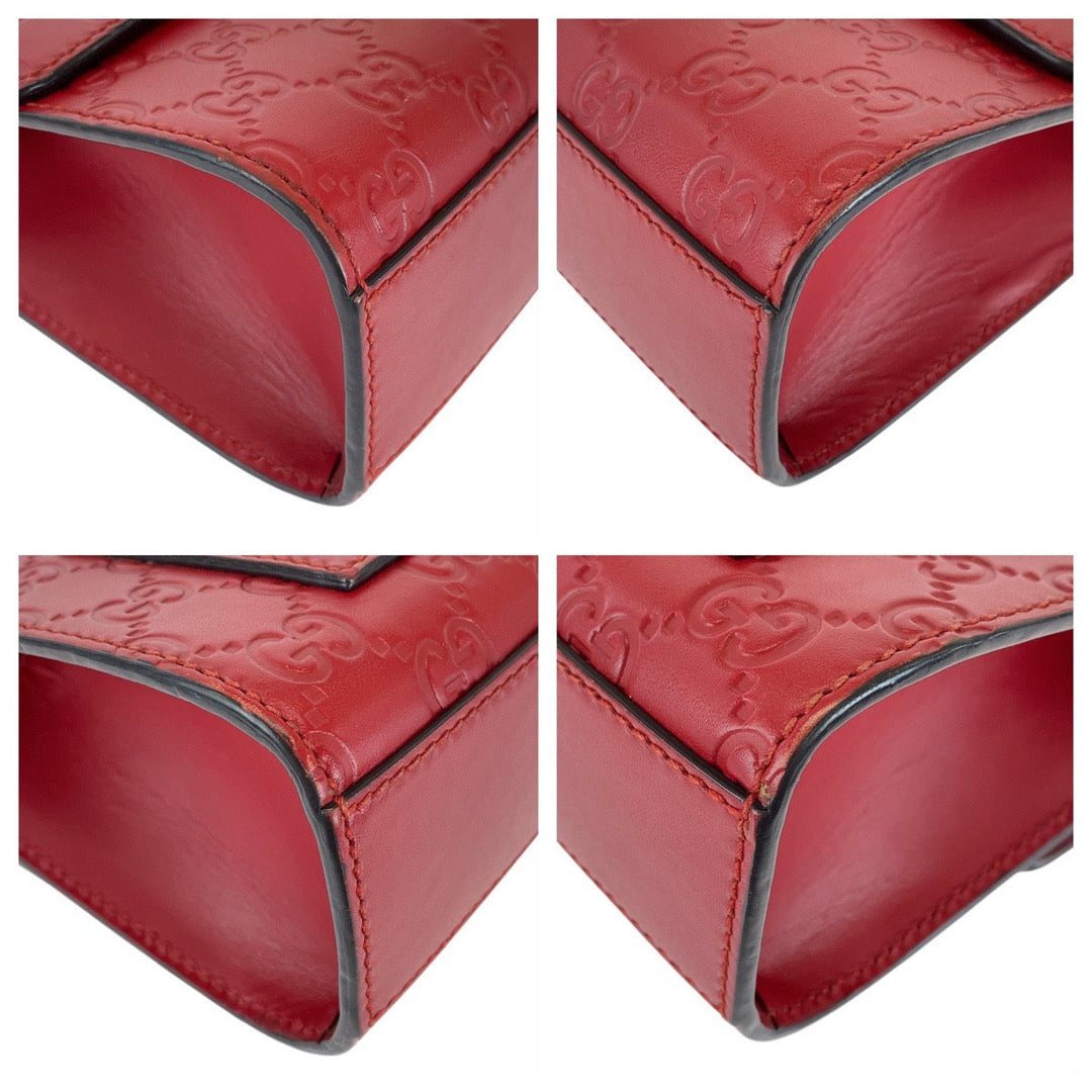 GUCCI Shoulder Bag 409487 leather Red Guccissima Padlock