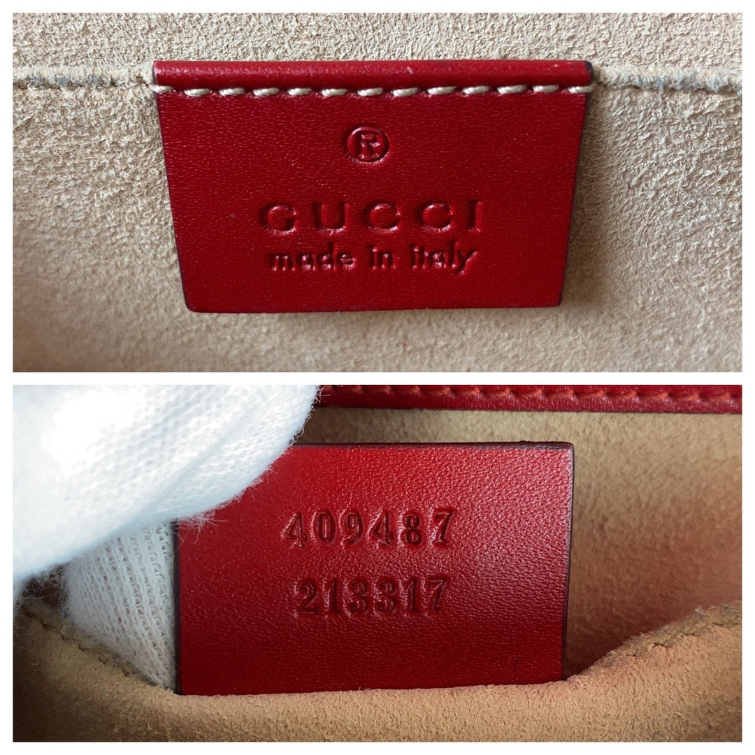 GUCCI Shoulder Bag 409487 leather Red Guccissima Padlock