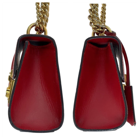 GUCCI Shoulder Bag 409487 leather Red Guccissima Padlock