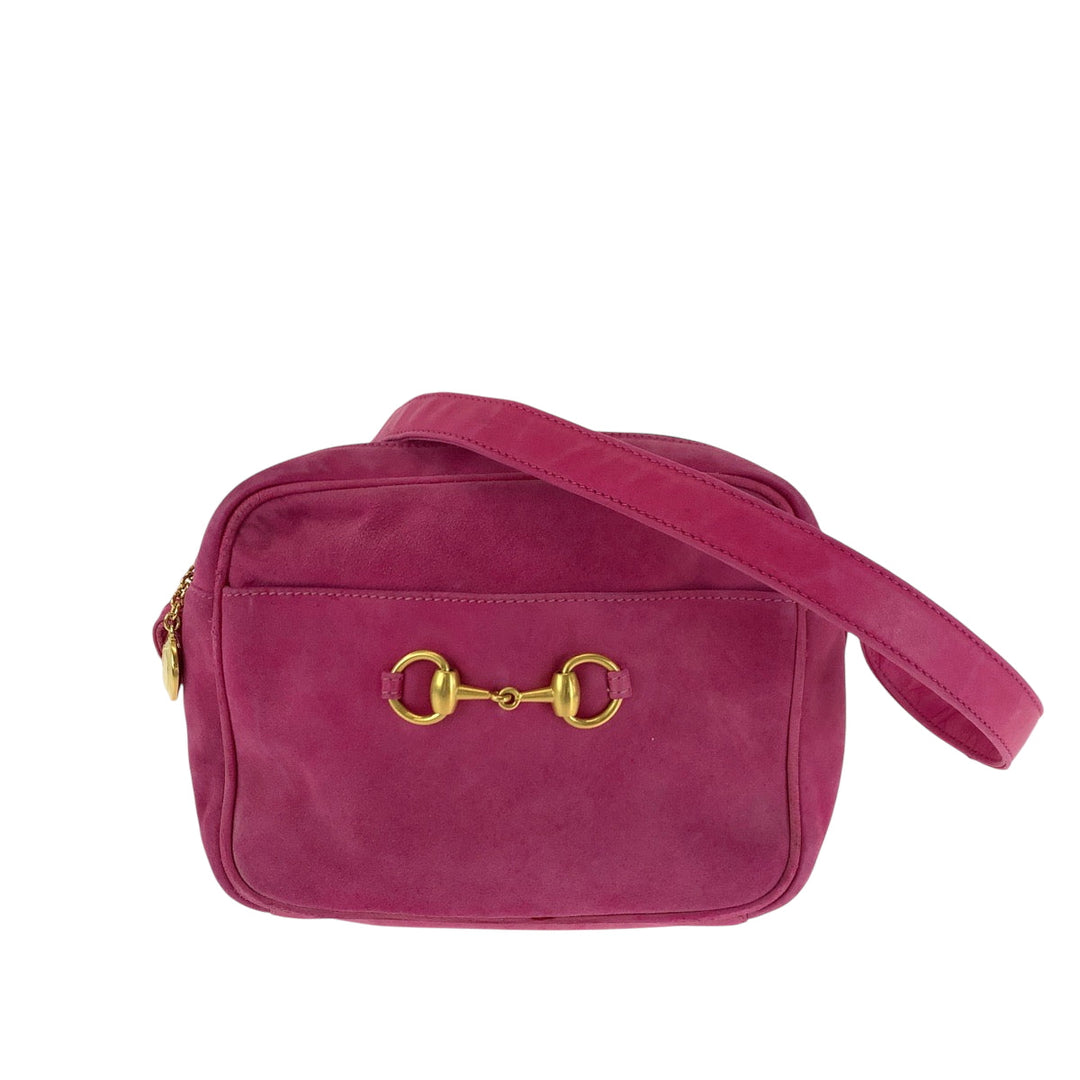 GUCCI Shoulder Bag 007 3444 0221 Suede pink Shoulder Bag pochette Old Gucci Horsebit Women Used Authentic