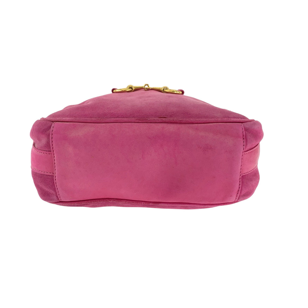 GUCCI Shoulder Bag 007 3444 0221 Suede pink Shoulder Bag pochette Old Gucci Horsebit Women Used Authentic