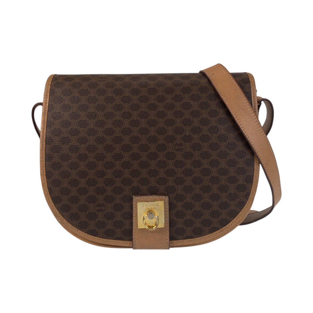 CELINE Shoulder Bag PVC Brown Macadam