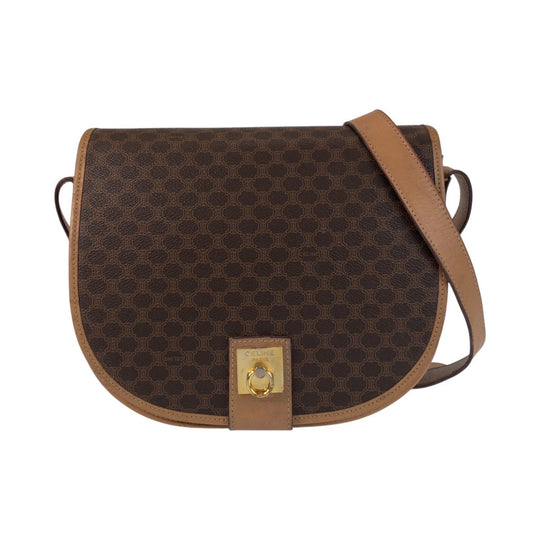 CELINE Shoulder Bag PVC Brown Macadam