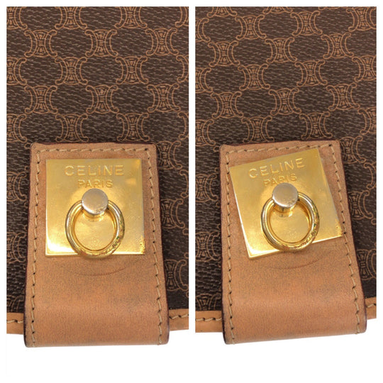 CELINE Shoulder Bag PVC Brown Macadam