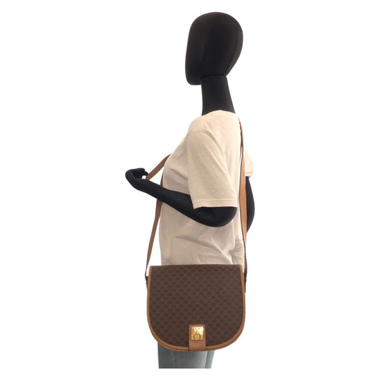 CELINE Shoulder Bag PVC Brown Macadam