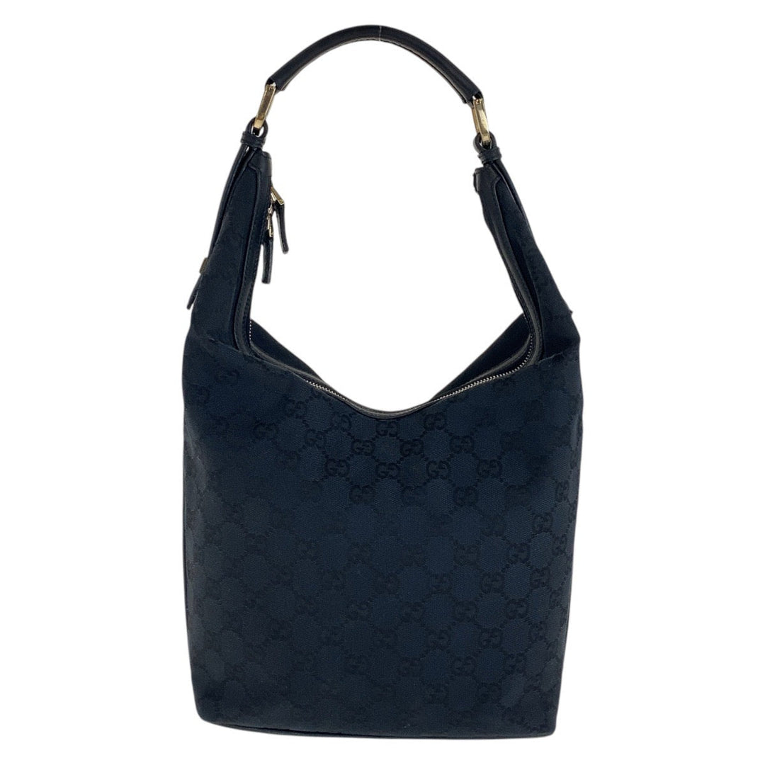 GUCCI Shoulder Bag 001 4288 GG canvas, leather Black GoldMetal Shoulder Bag handbag Women Used Authentic