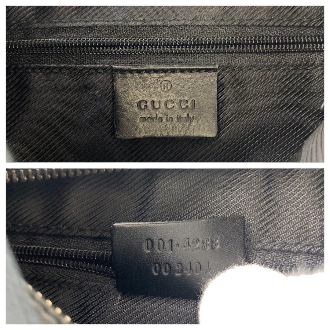 GUCCI Shoulder Bag 001 4288 GG canvas, leather Black GoldMetal Shoulder Bag handbag Women Used Authentic