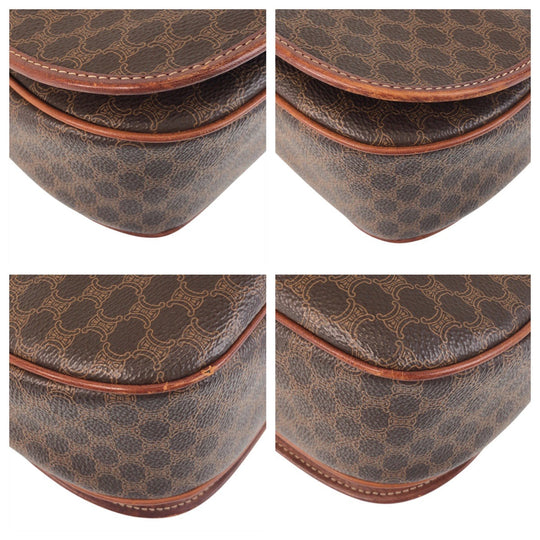 CELINE Shoulder Bag PVC Brown Gold Metal Macadam