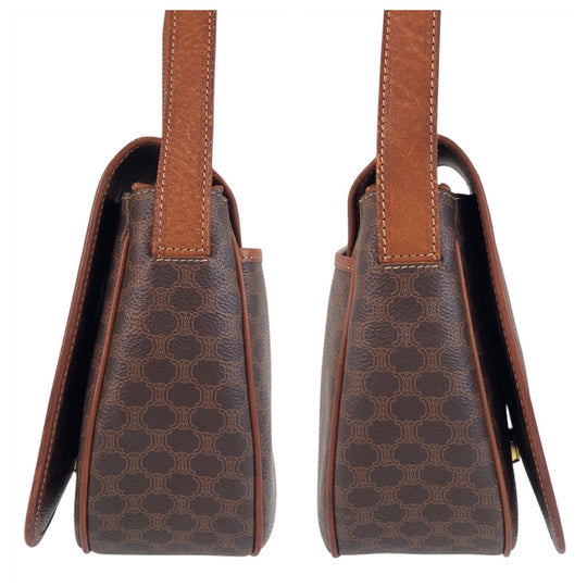 CELINE Shoulder Bag PVC Brown Gold Metal Macadam
