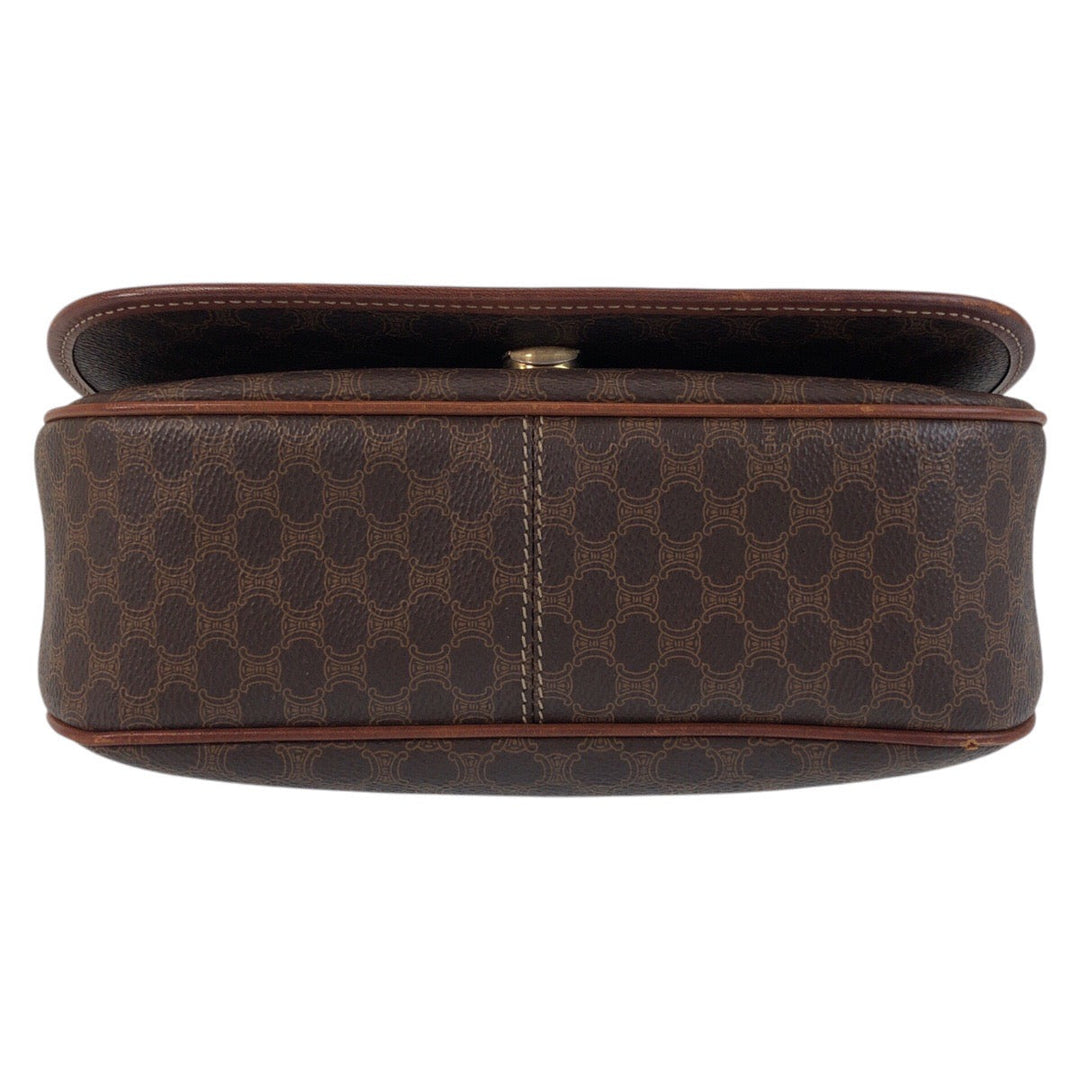 CELINE Shoulder Bag PVC Brown Gold Metal Macadam