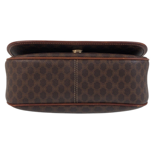 CELINE Shoulder Bag PVC Brown Gold Metal Macadam