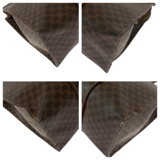 CELINE Tote Bag MC96 PVC Brown Gold Metal Tote Bag Shoulder Bag Macadam Pattern Women Used Authentic