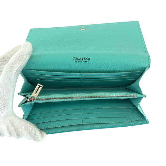 TIFFANY&Co. Long Wallet Purse leather blue Continental