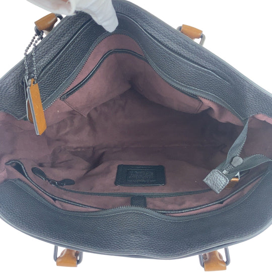 COACH Tote Bag leather Black Brown Black Metal Tote Bag Business Bag 2way Metropolitan mens Used Authentic