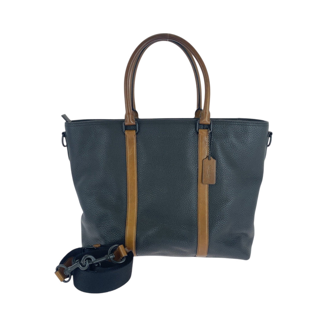 COACH Tote Bag leather Black Brown Black Metal Tote Bag Business Bag 2way Metropolitan mens Used Authentic