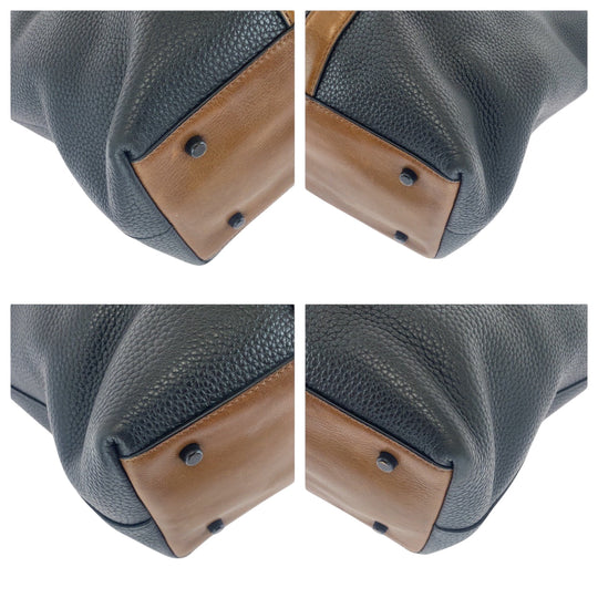 COACH Tote Bag leather Black Brown Black Metal Tote Bag Business Bag 2way Metropolitan mens Used Authentic