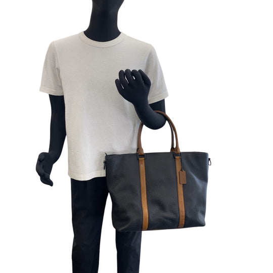 COACH Tote Bag leather Black Brown Black Metal Tote Bag Business Bag 2way Metropolitan mens Used Authentic