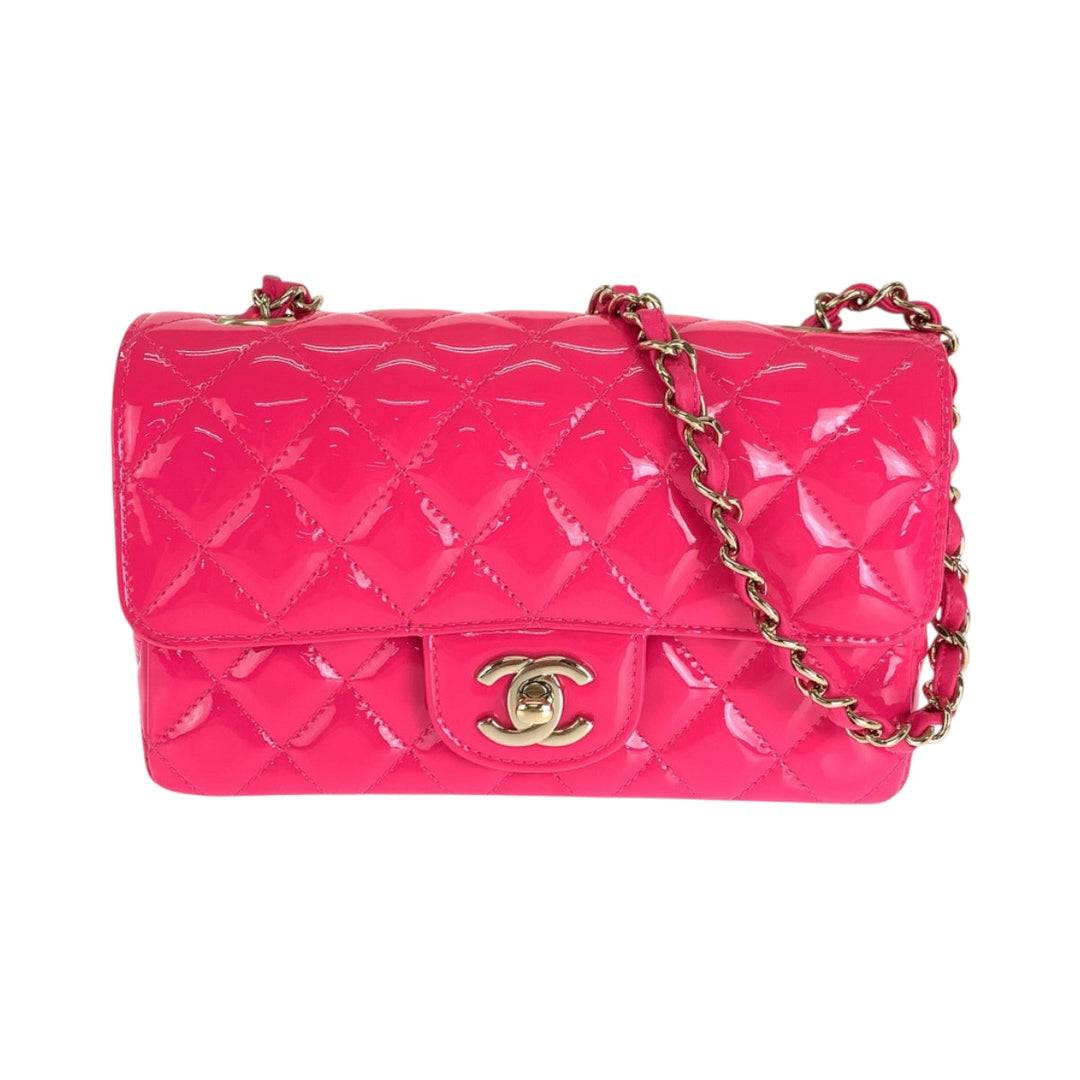CHANEL Shoulder Bag A69900 Patent leather Pink Gold Metal Matrasse single flap COCO Mark Turnlock