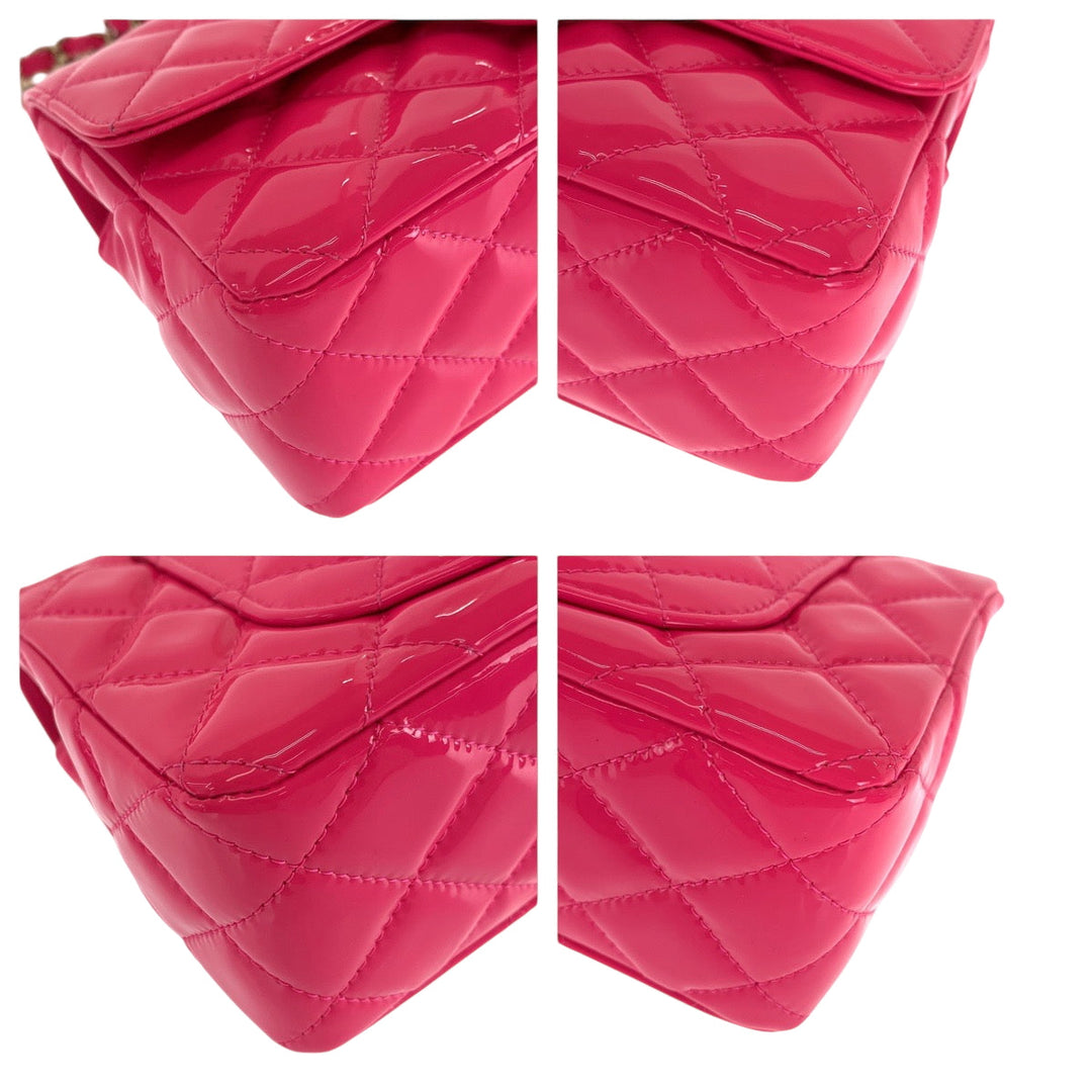 CHANEL Shoulder Bag A69900 Patent leather Pink Gold Metal Matrasse single flap COCO Mark Turnlock