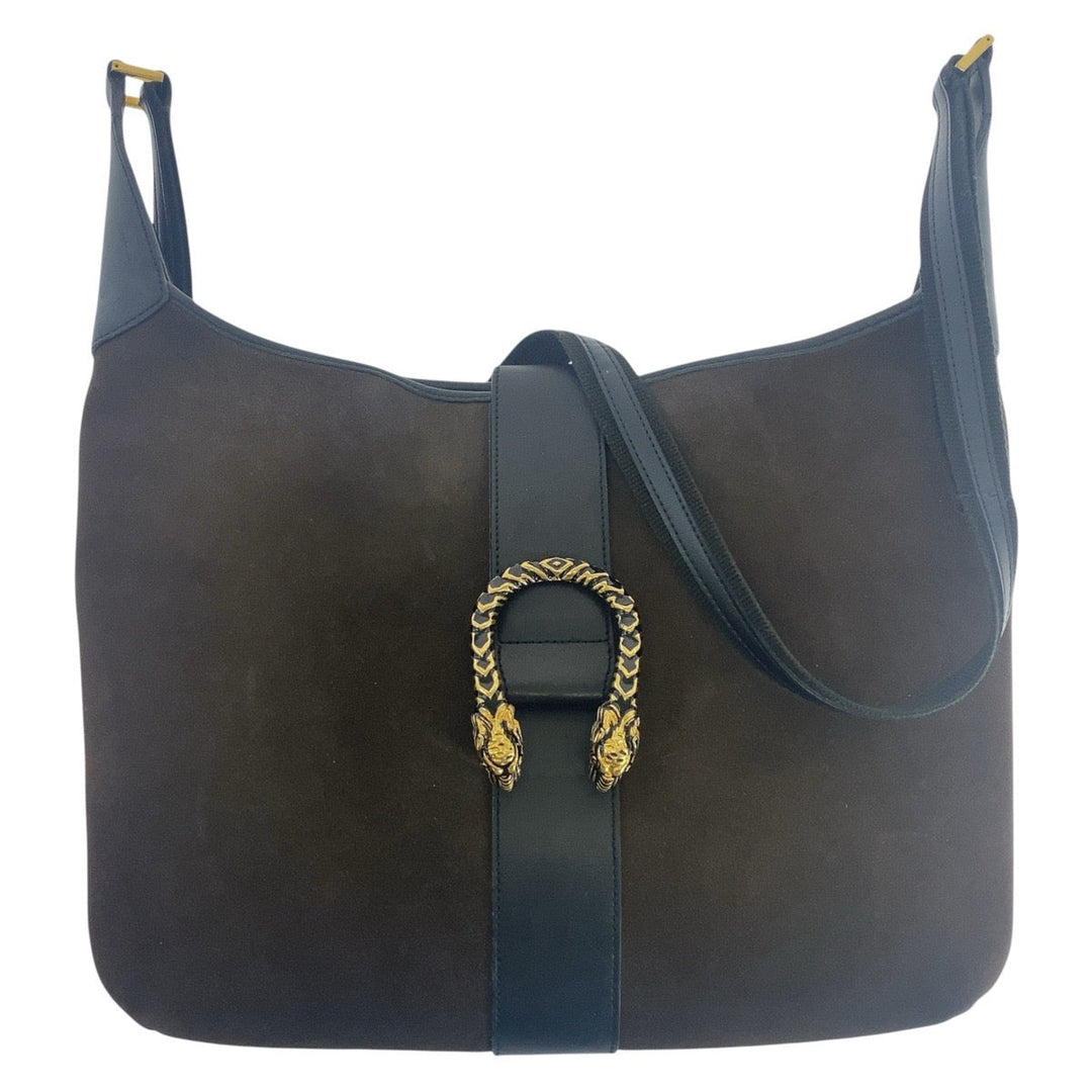 GUCCI Shoulder Bag 001 4067 Suede, Leather Brown Gold Metal Duonisos Women(Unisex) Used Authentic