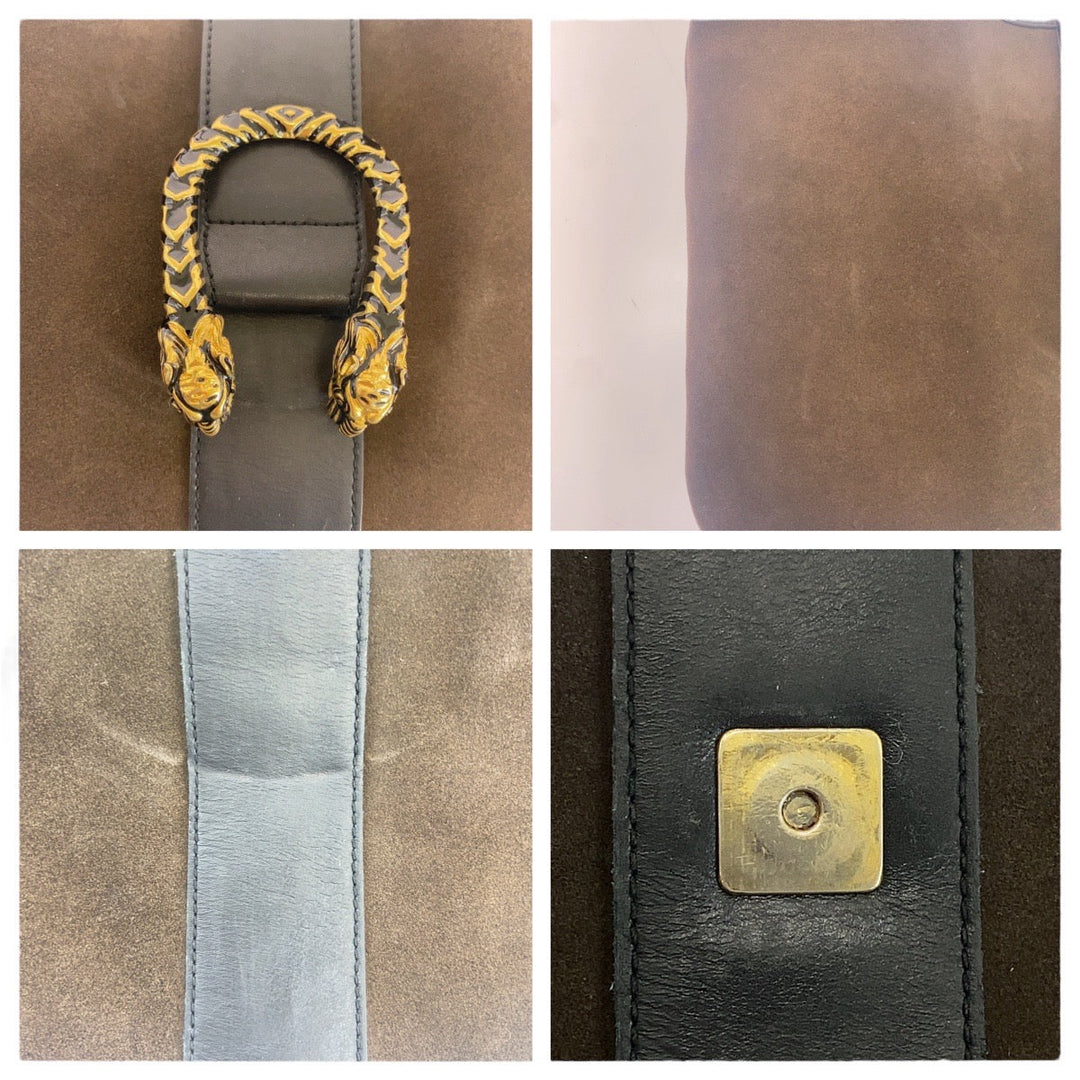 GUCCI Shoulder Bag 001 4067 Suede, Leather Brown Gold Metal Duonisos Women(Unisex) Used Authentic