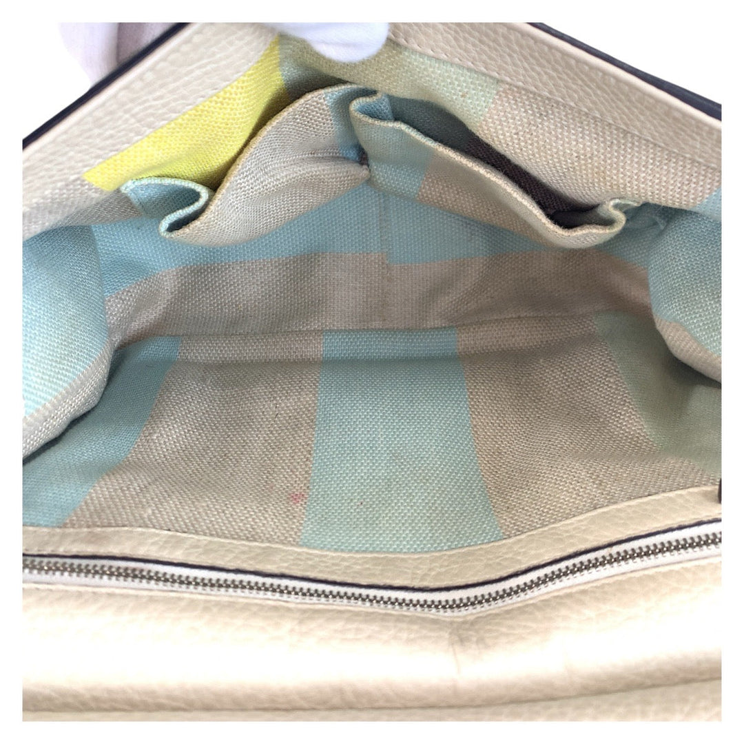 GUCCI Shoulder Bag 370826 leather Ivory SilverMetal Shoulder Bag Messenger bag Bamboo Daily Flap Women Used Authentic